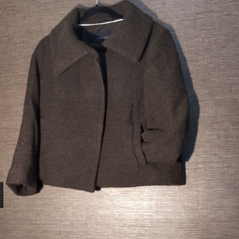 Banana Republic Wool Dark Brown Teddy Jacket With Pockets